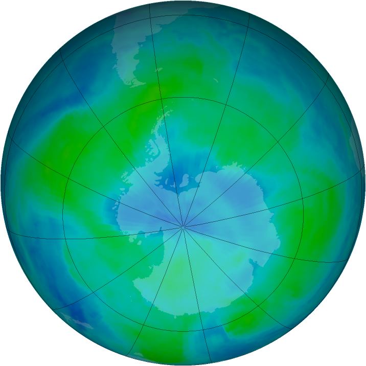 Antarctic ozone map for 17 February 1999